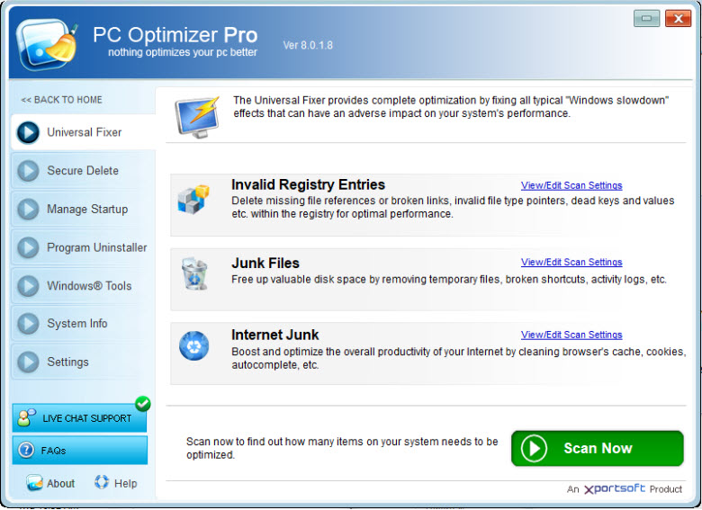 Click to view PC Optimizer Pro 6.1.0.7 screenshot